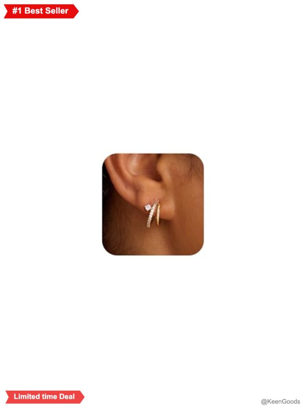 14K Gold Plated Triple Huggie Hoop Earrings Hypoallergenic Lightweight